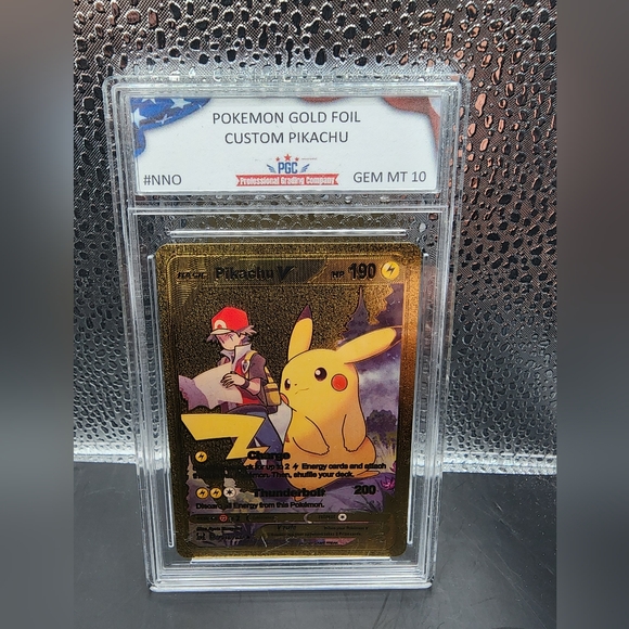Ash & Pikachu V Gold Foil Fan Art Textured Collector Card TG16/TG30 HP190